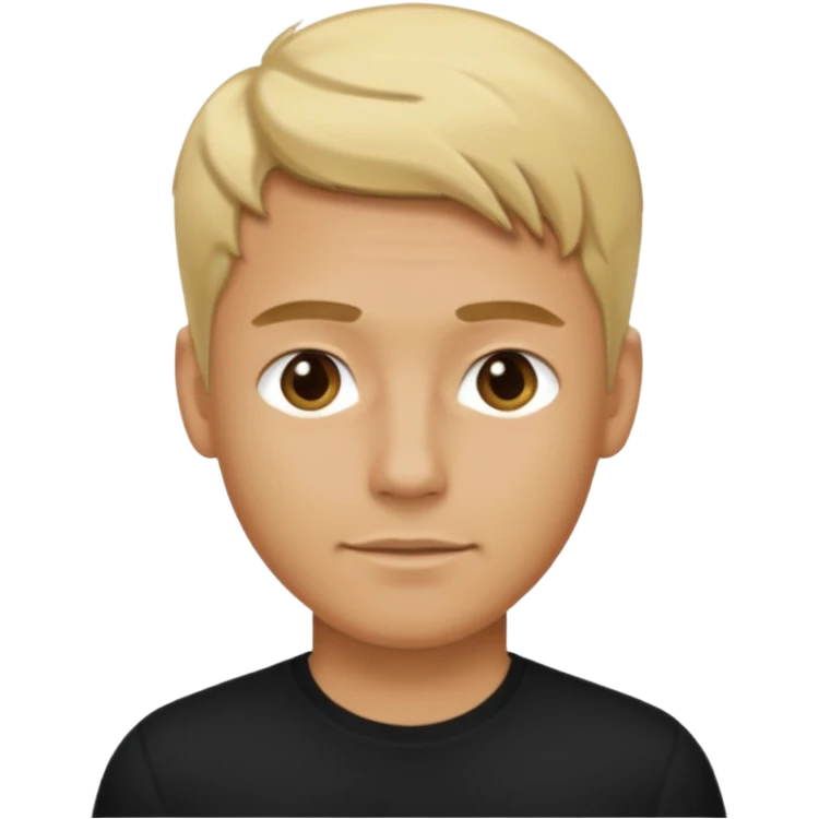 Create a man in the iOS 18 version, standing with a black shirt and blond hair, and I need to see him from head to t emoji