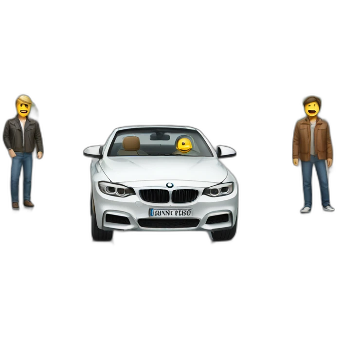 A bmw car with a men emoji