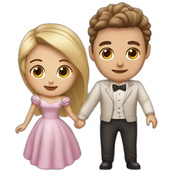 Novios vesandose iniciales L y C emoji