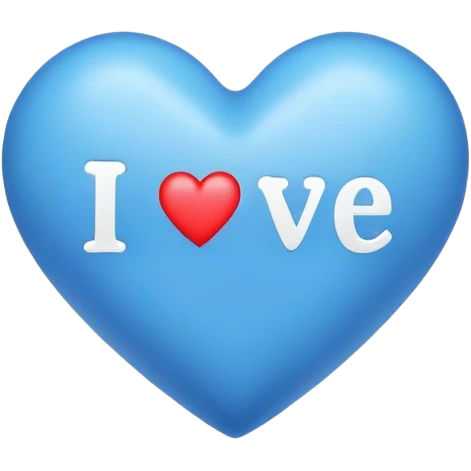 Blue heart with the words I Love You Ry in the middle  emoji
