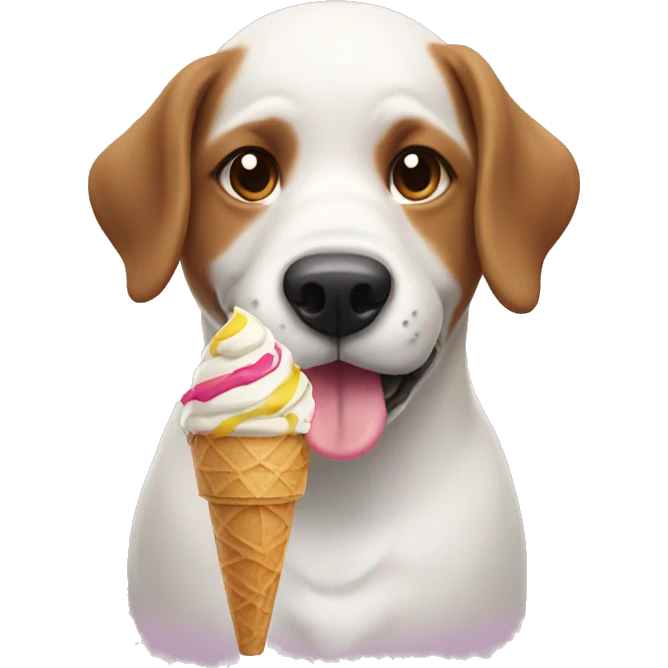Dog with halo eating ice cream emoji