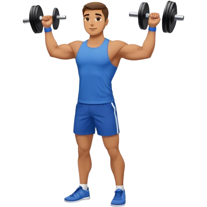 man with blue shorts doing side-lateral raise (T pose) emoji
