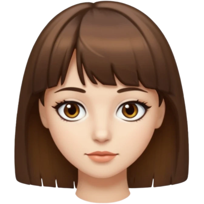 Açık tenli kısa orta saçlı kahküllü açık kahve göz kahverengi kaş siyah saç emoji