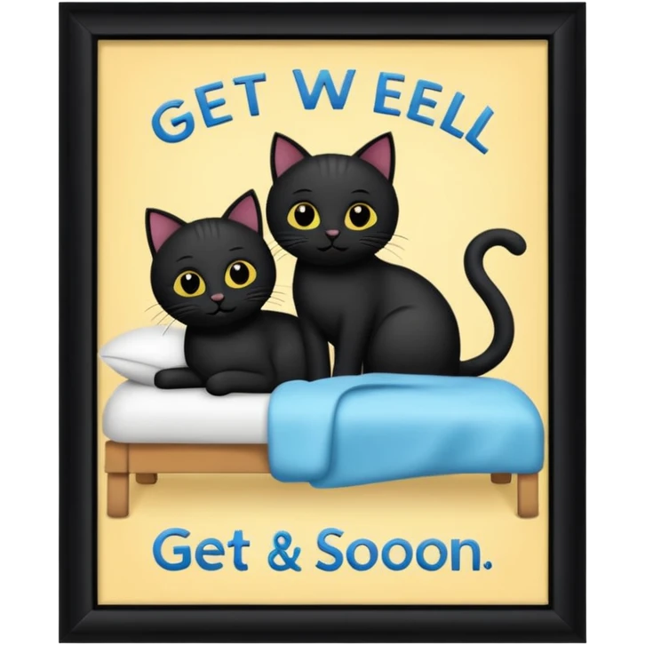 get well soon with black cats and Badsey sign emoji