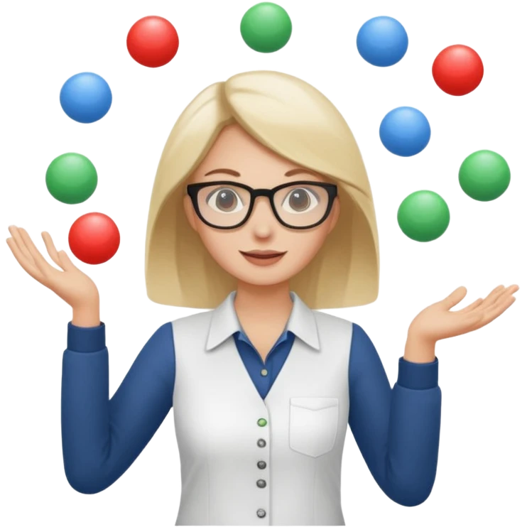 female digital marketer juggling all the responsibilities at bookeasy emoji