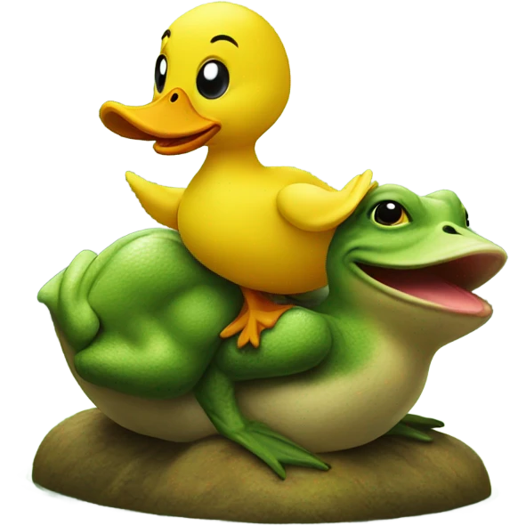 Yellow duck riding frog emoji
