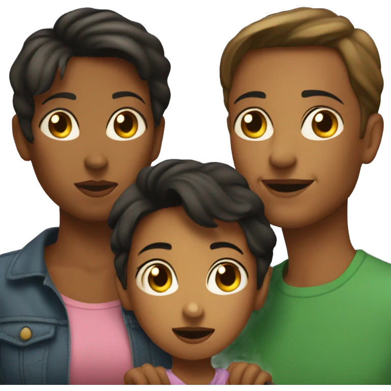 Femme and butch lesbian with 2 gay boy kids and an aloof older daughter emoji
