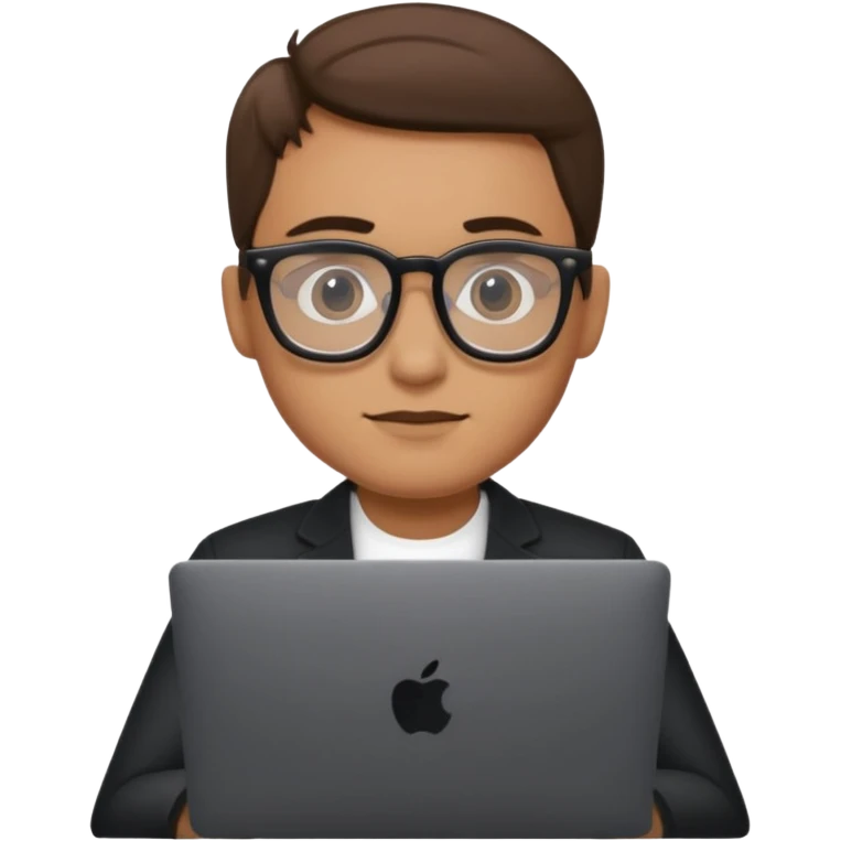 A marketer with a black macbook emoji