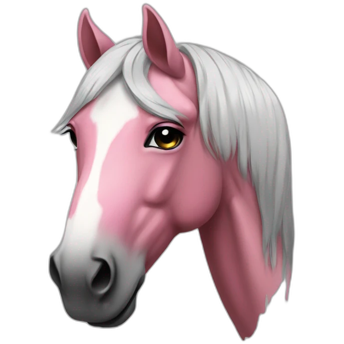 a concussed horse with bright pink lips emoji