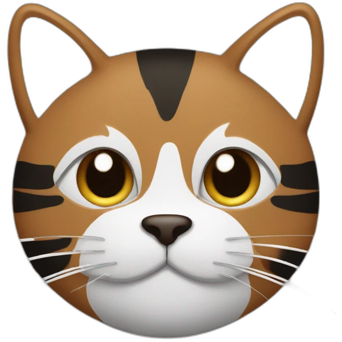 Brown cat with black stripes and white mustache and the contour of the white mouth with a brush emoji
