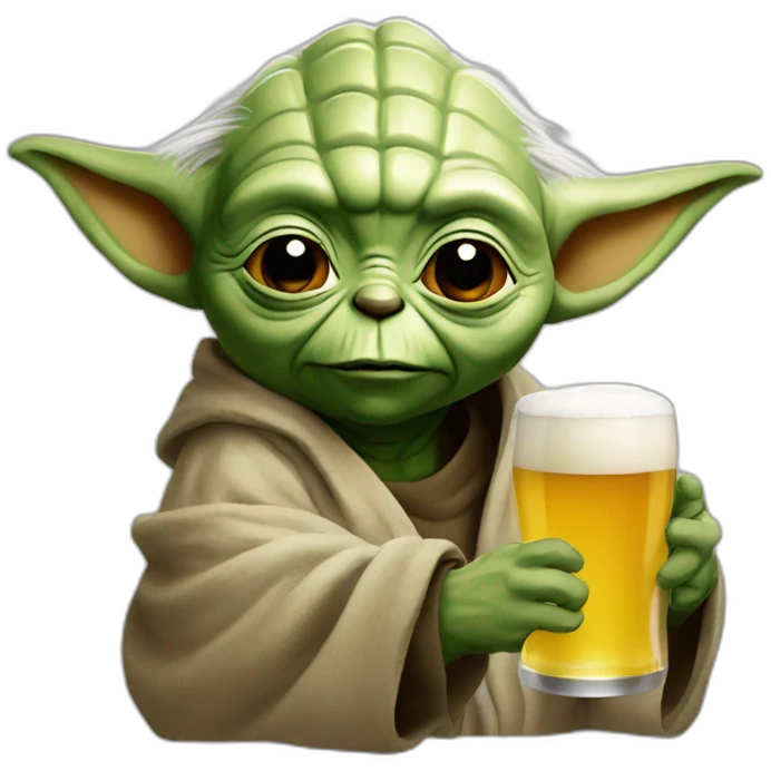 Yoda drinking a beer emoji