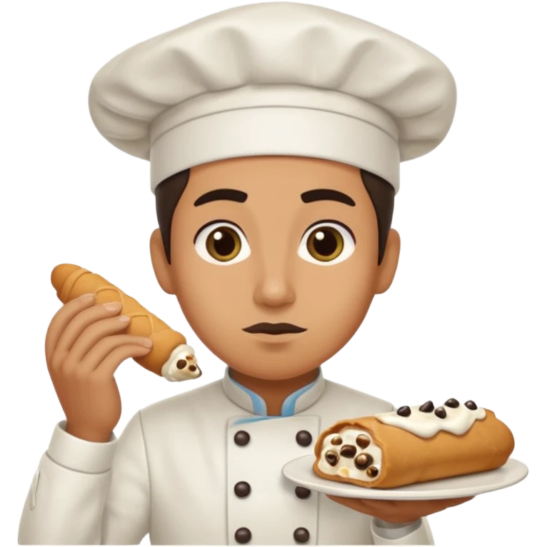 Cringe overworked pastry chef with cannoli emoji