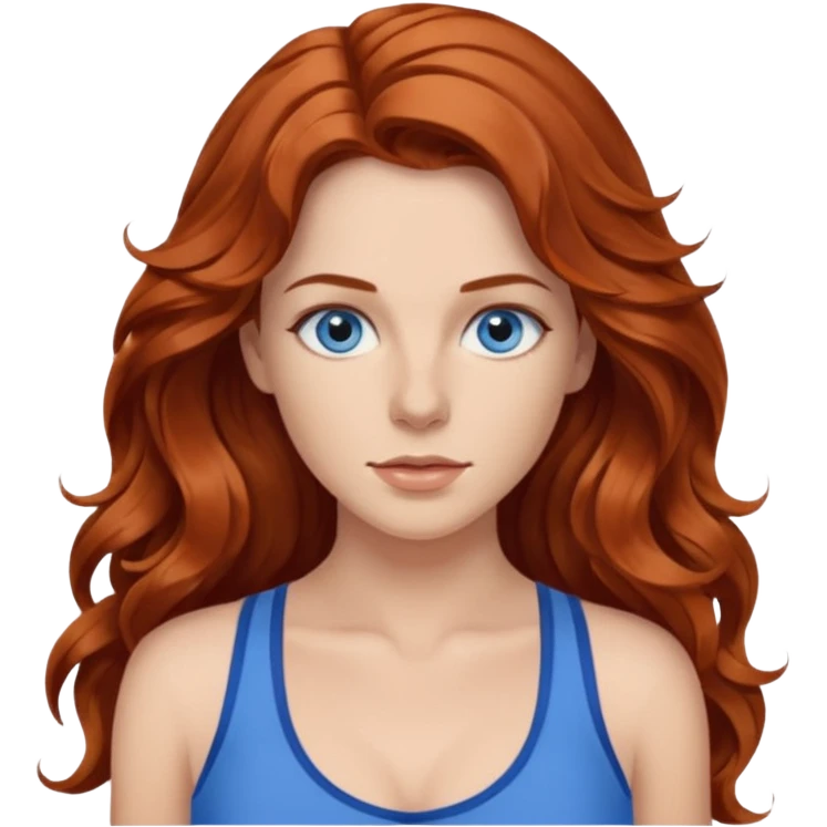 Matt Ryan Constantine and Long wavy Auburn hair woman BLUE eyes wearing blue cami emoji