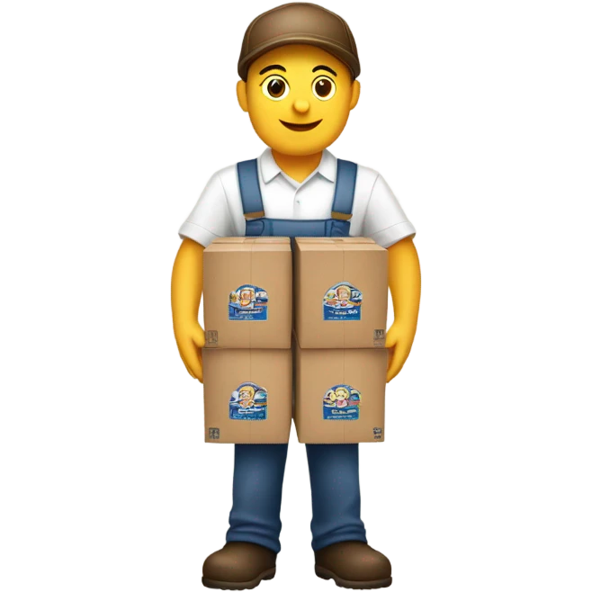 worker carrying beer boxes emoji