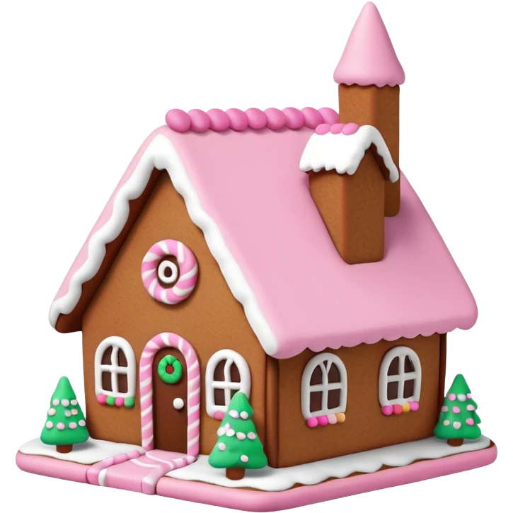 Minimalis Gingerbread house pink emoji