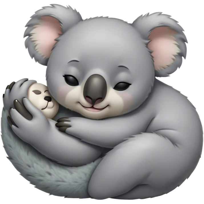 Meme-Worthy Cute Sleeping Koala Portrait Emoji, Head resting peacefully with a contented smile, showcasing a cuddly build and a luxuriously soft grey fur, eyes shut in a serene, restful snooze, Simplified yet hilariously adorable features, highly detailed, glowing with a soft, drowsy light, high shine, relaxed and utterly lovable, stylized with an air of playful laziness, bright and heartwarming, soft glowing outline, capturing the essence of a comically sleepy koala, so meme‐worthy it feels like it could instantly become the next viral sensation of adorable slumber! emoji
