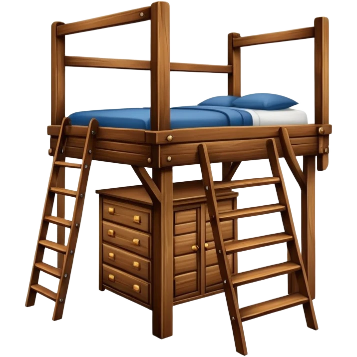 wooden cabin bed with ladder emoji