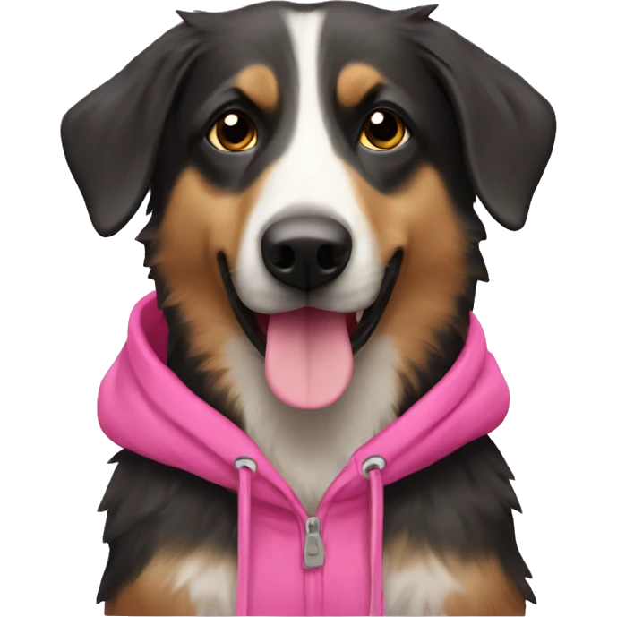 australien shepard with pink hoodie emoji