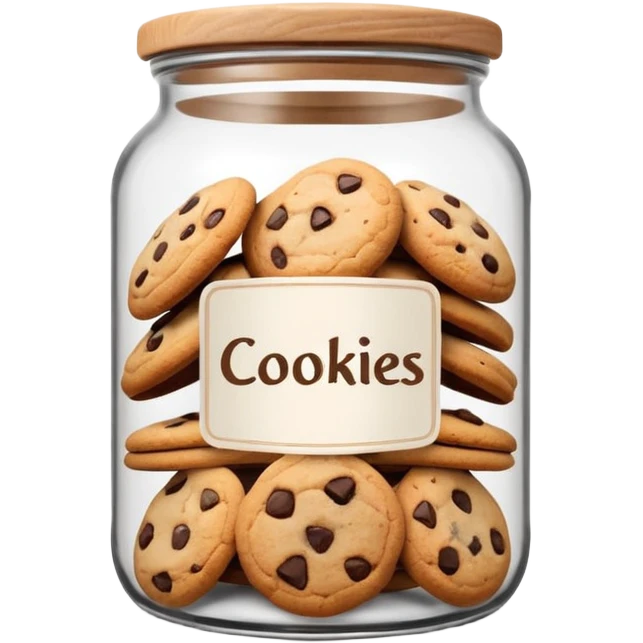 Ceramic jar with “Cookies” label and lid emoji