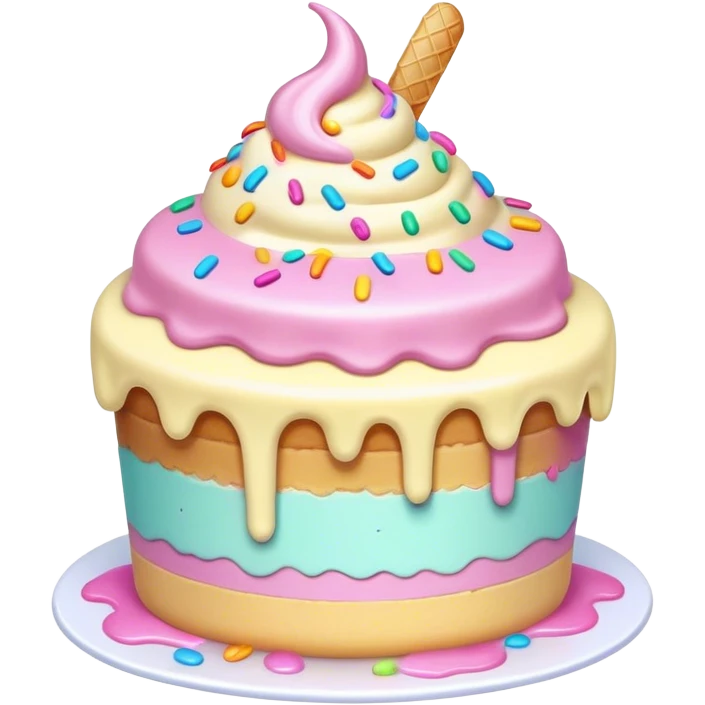 Melted kawaii pastel ice cream cake emoji