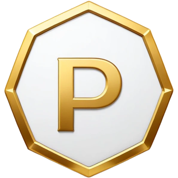 hexagonal badge with a huge « P » in the middle emoji