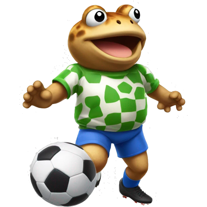 Toad from Mario playing soccer emoji