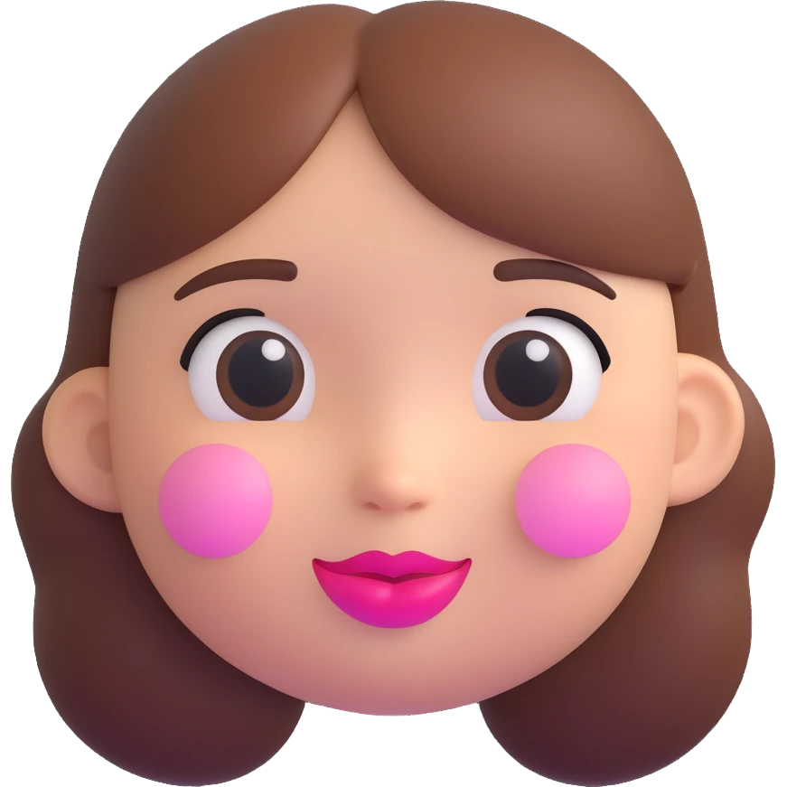 sweet girl emoji, soft pink cheeks, glossy lips, minimal aesthetic emoji