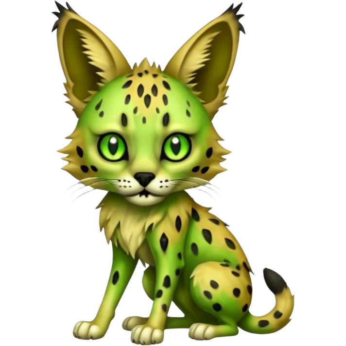 Greenish Zombie-serval, full body emoji