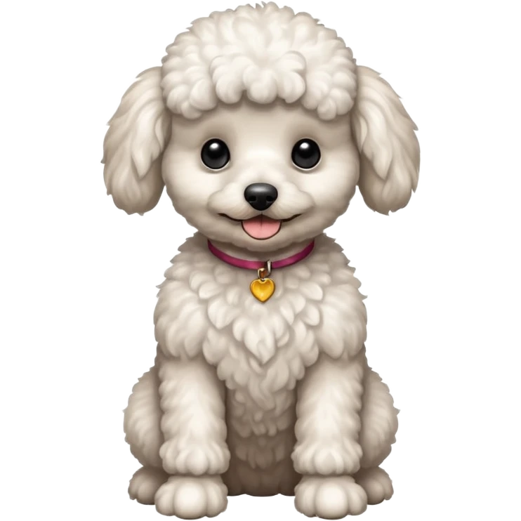 A little scruffy white poodle dog sitting happily emoji