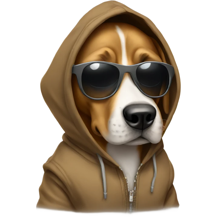 Dog wearing sunglasses and hoodie emoji