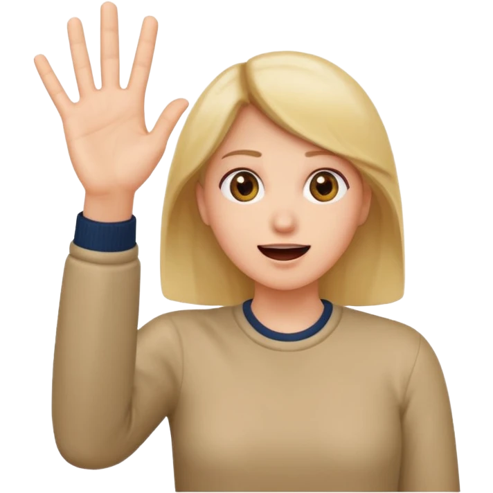 Shocked face with a light smile and a hand saying stop  emoji