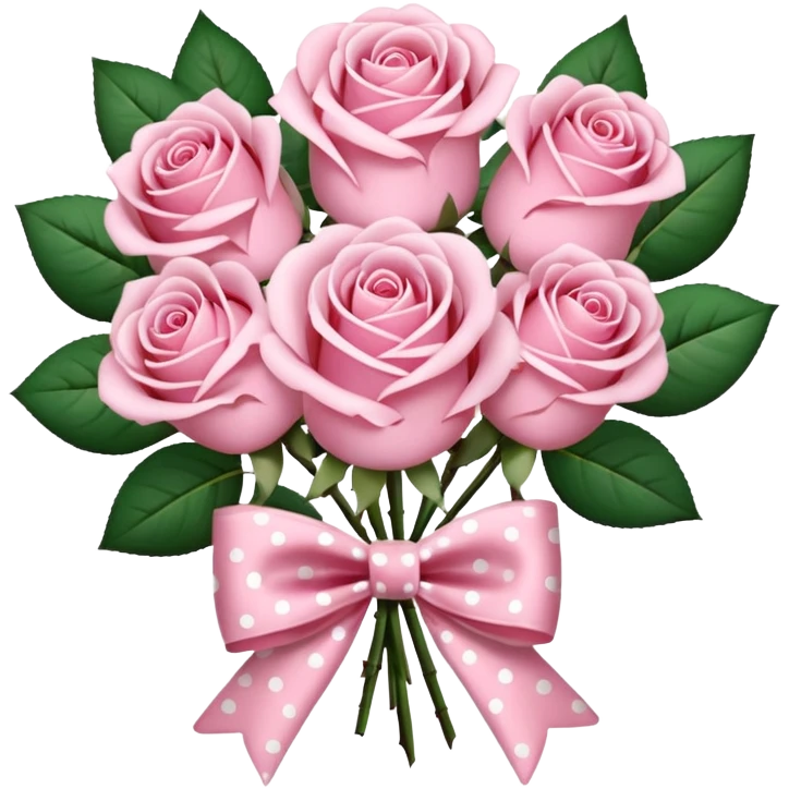 A bouquet of light pink roses with a polka-dot bow. emoji