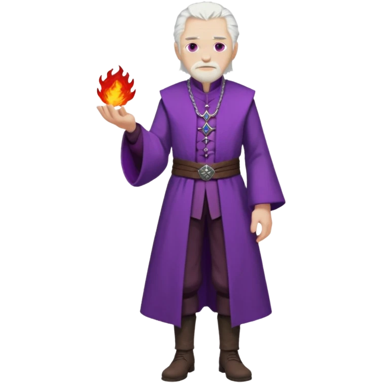 a white haired old man with purple eyes standing, full body, in Targaryen themed clothes, clothes aren't purple  emoji