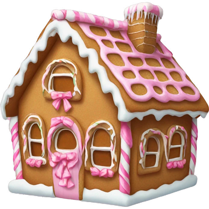 Gingerbread house with a pink bow  emoji