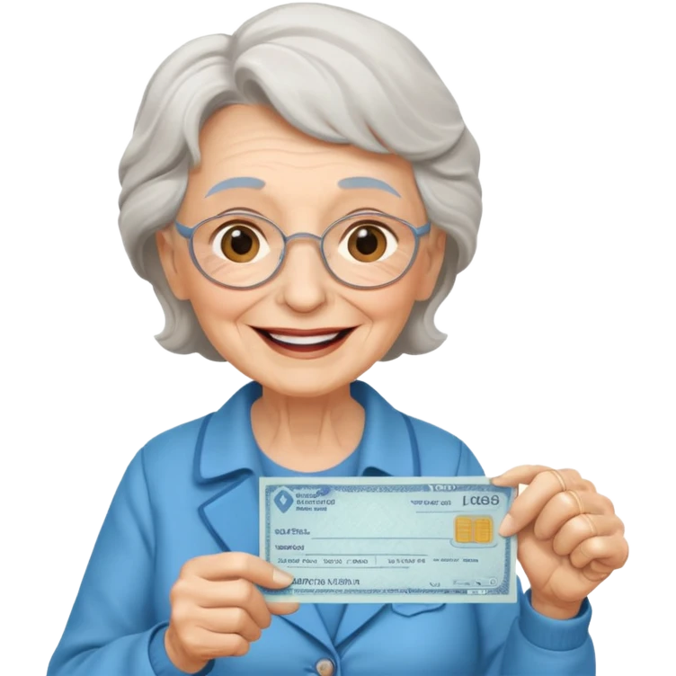 сгенерируй пожилая женщина получает пенсию emoji