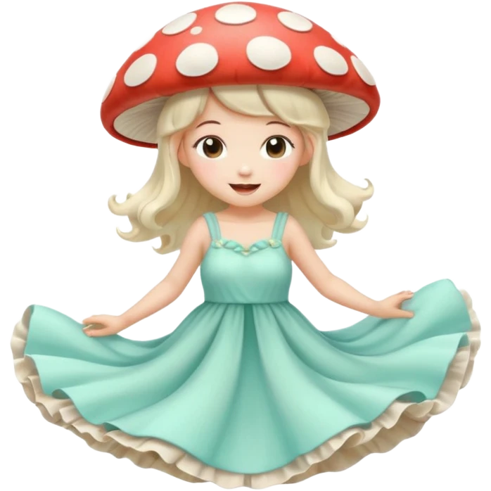 Kawaii, cottagecore, mushroom, fairy, emotions, wave emoji