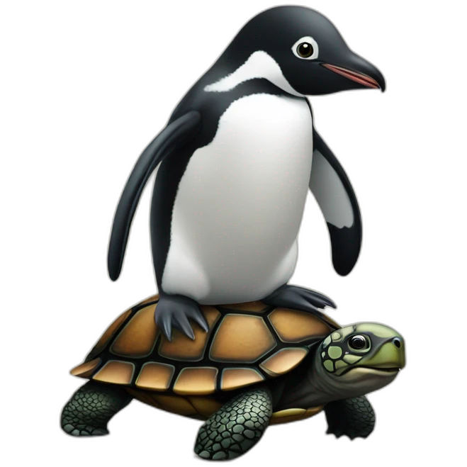 A puinguin  on a turtle emoji