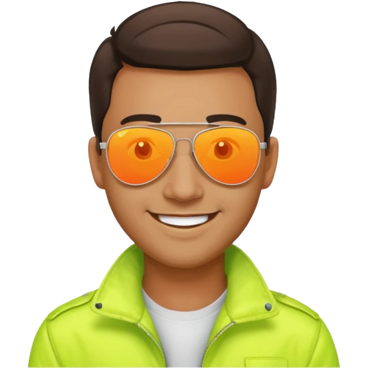 man wearing reflective neon aviator sunglasses emoji