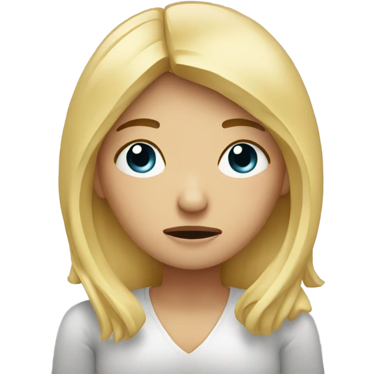 Blonde girl with headache hands on head frown  emoji