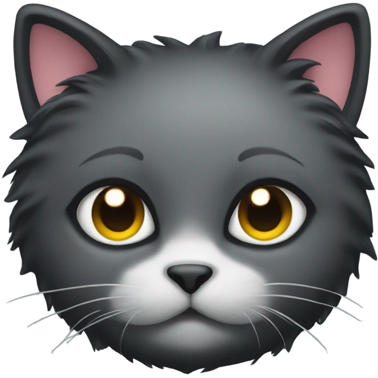 Fluffy black cat head emoji