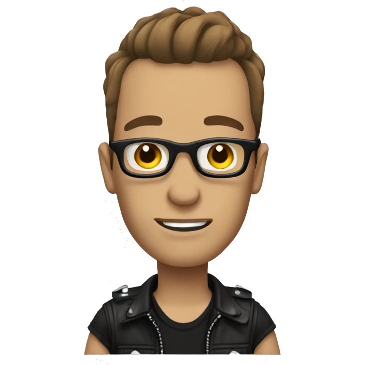 punk rocker with Short Brown Hair and glasses emoji