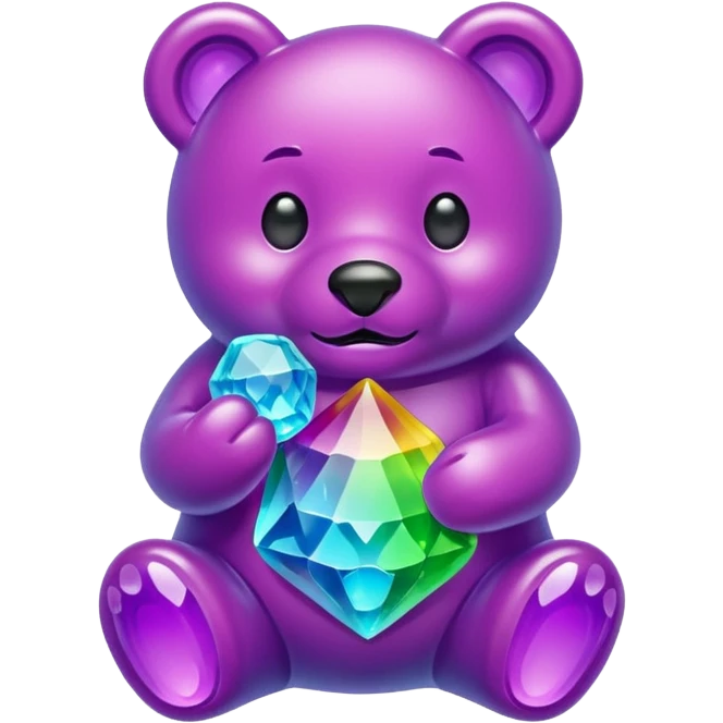 Rainbow Gummybear holding a purple crystal emoji