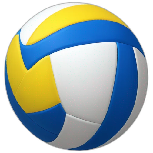 Ballon de volleyball bleu, blanc et jaune emoji
