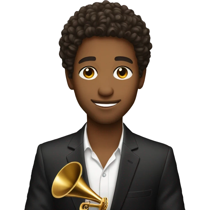pretty brown man holding a grammy with short curly hair  emoji