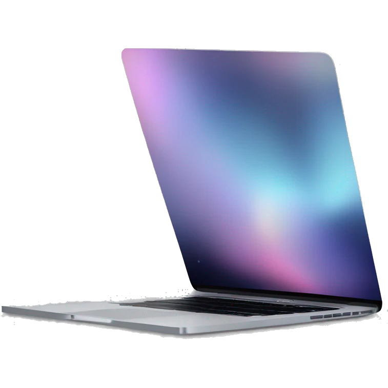 macbook pro with Realistic isolated gradient silver holographic wallpaper emoji