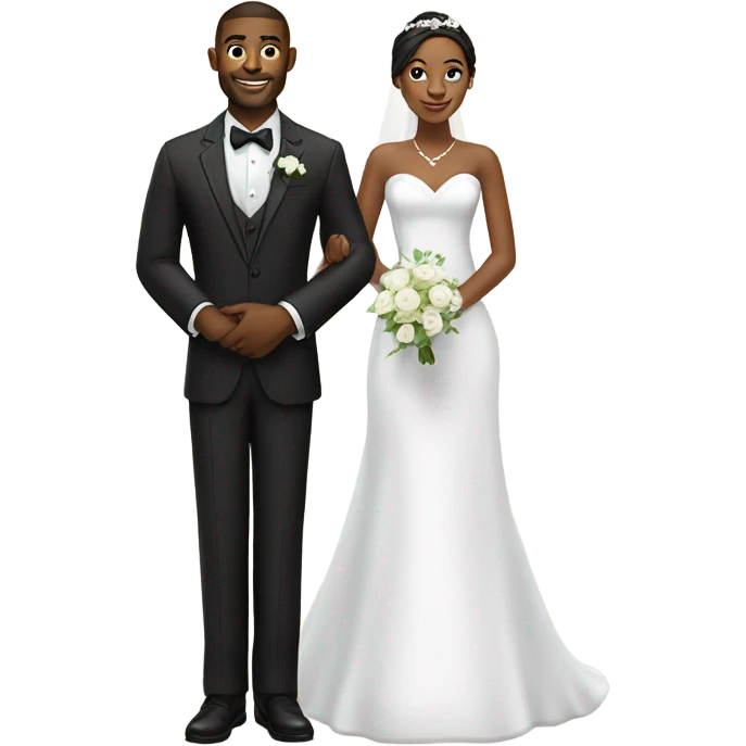 Black groom with goat tee and white brunette wife emoji