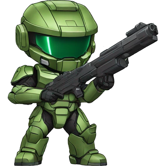 Master Chief anime chibi style, shooting  emoji