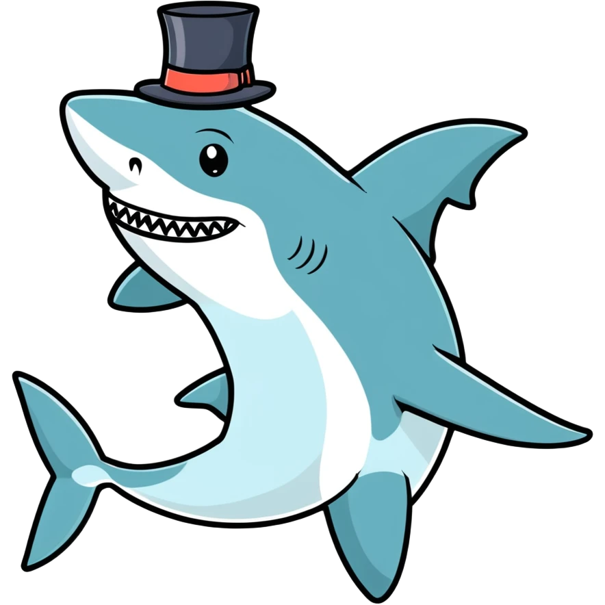 Shark with a top hat emoji