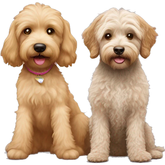 Labradoodle next to a shipoo emoji