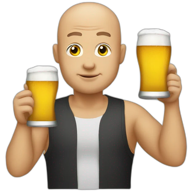 Bald drinking a beer emoji